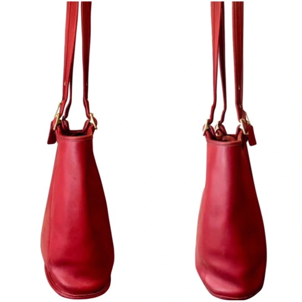 VINTAGE COACH Legacy Red Glove Tanned Leather Large Shopper Tote Bag 9090 COA